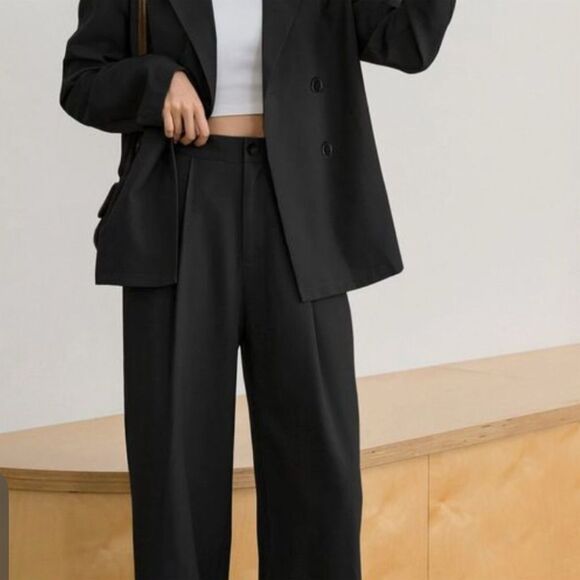 SHEIN Women's Black Business Casual 2-Piece Suit Set Size M - Picture 1 of 8
